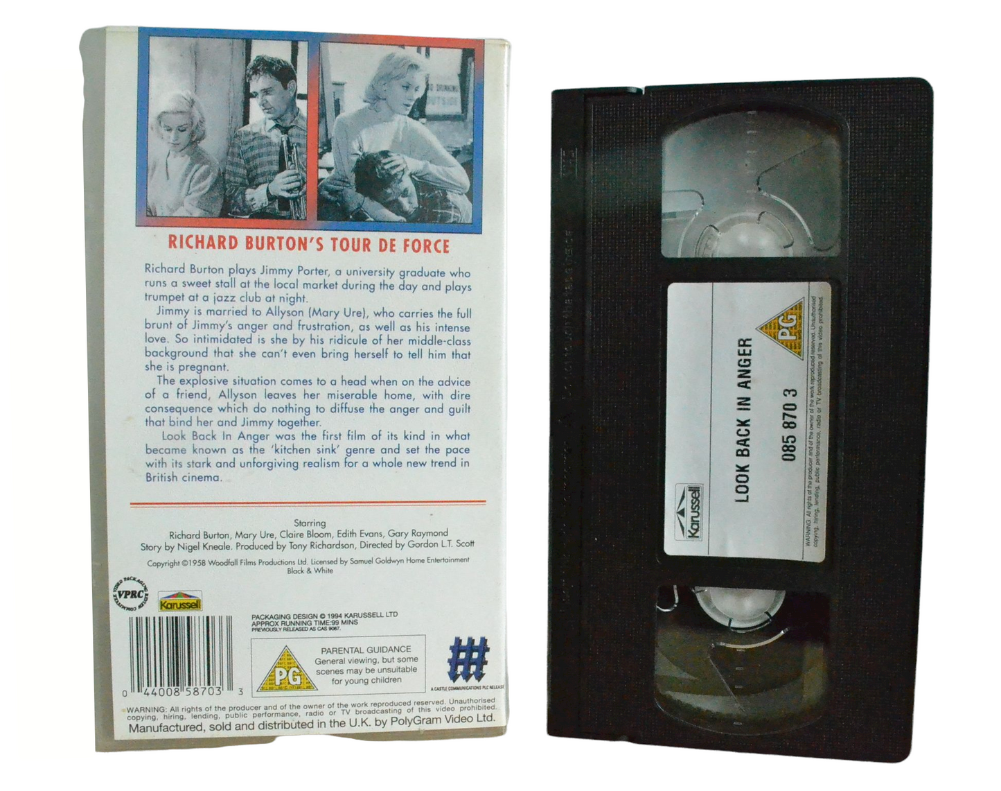 Look Back In Anger - Richard Burton - 4Front Video - Vintage - Pal VHS-