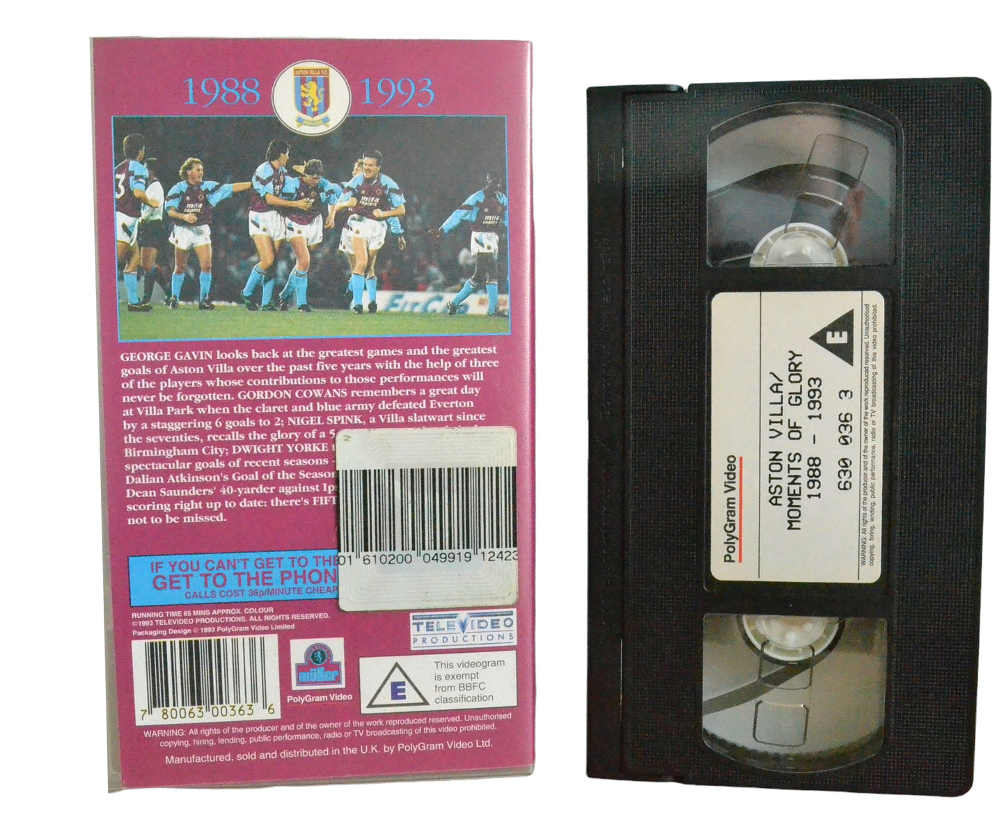 Aston Villa Moments Of Glory - 1988-1993 - PolyGram Video - Vintage - Pal VHS-