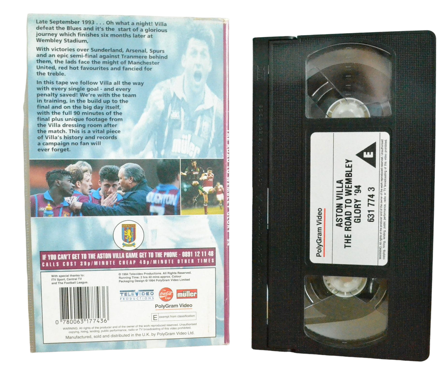 Aston Villa - The Road To Wembley Glory '94 - PolyGram Video - Vintage - Pal VHS-