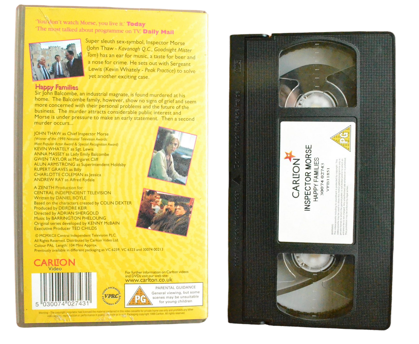 Inspector Morse: Happy Families - John thaw - Carlton Video - Vintage - Pal VHS-