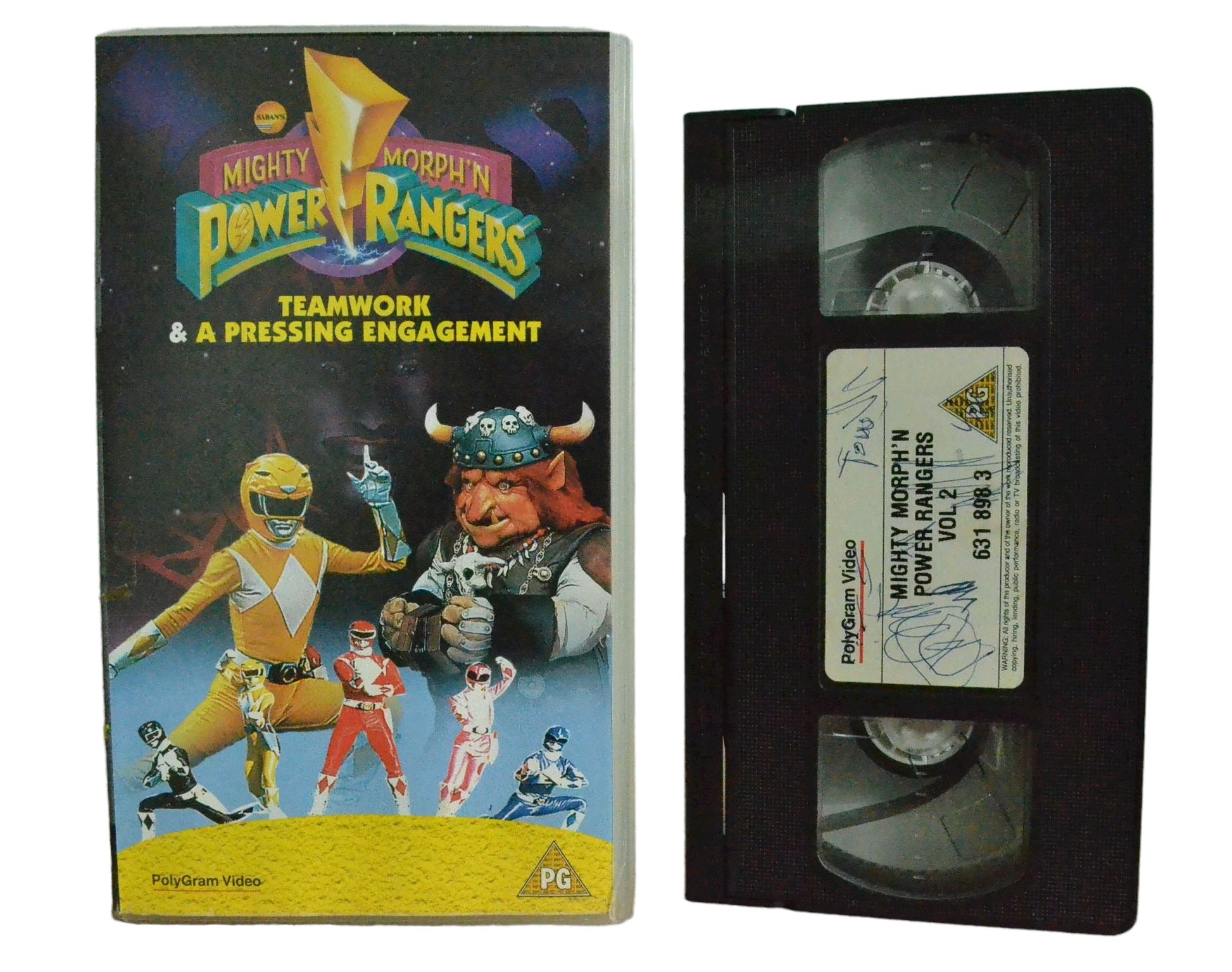 Mighty Morph 'N Power Rangers - Teamwork & A Pressing Engagement - Polygram Video - Childrens - Pal VHS-