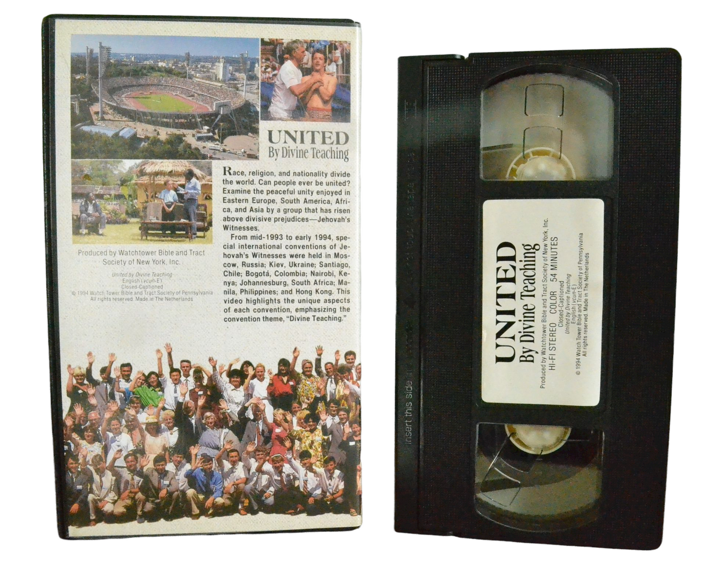 UNITED By Divine Teaching - Watchtower Bible and Tract - Vintage - Pal VHS-