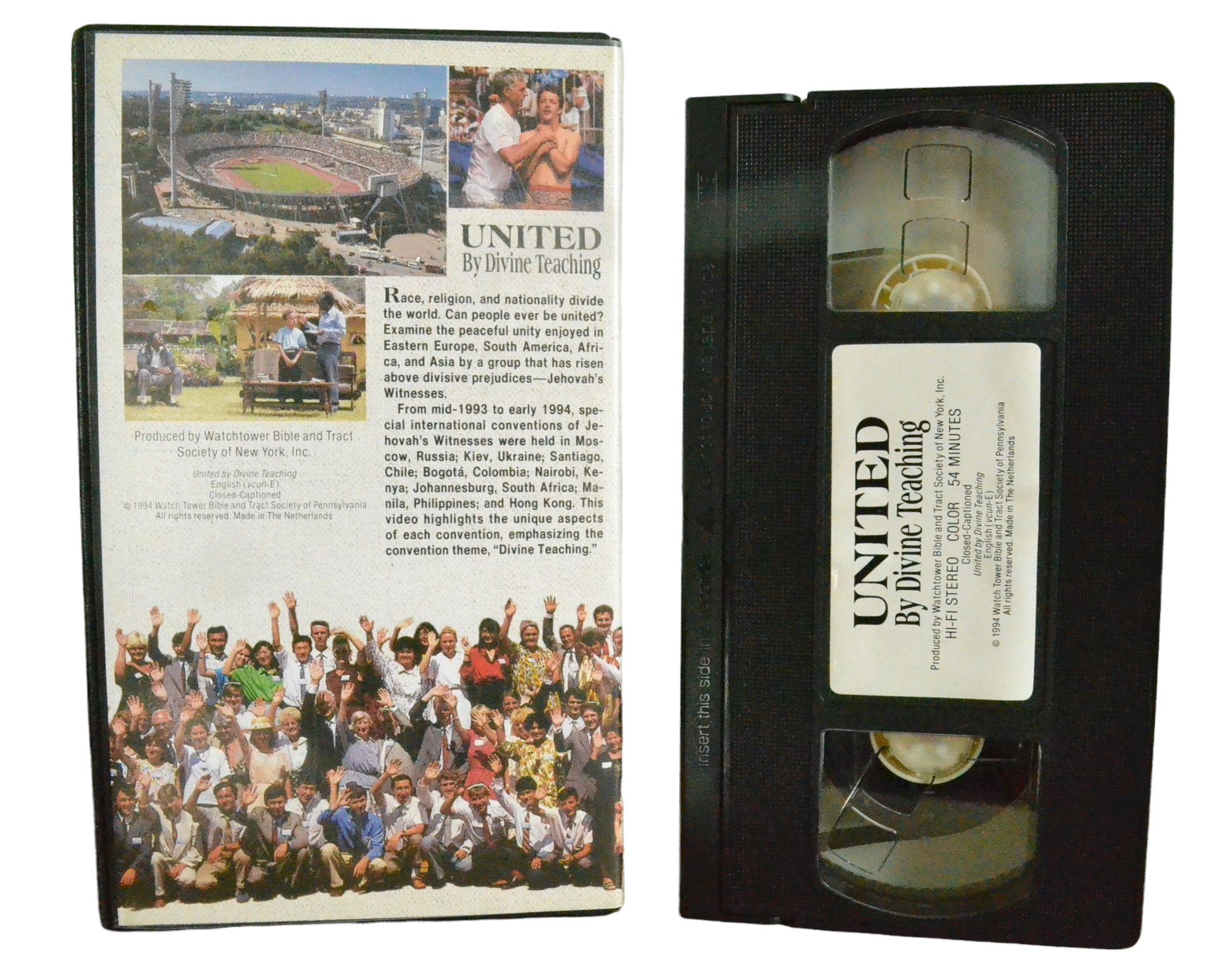 UNITED By Divine Teaching - Watchtower Bible and Tract - Vintage - Pal VHS-