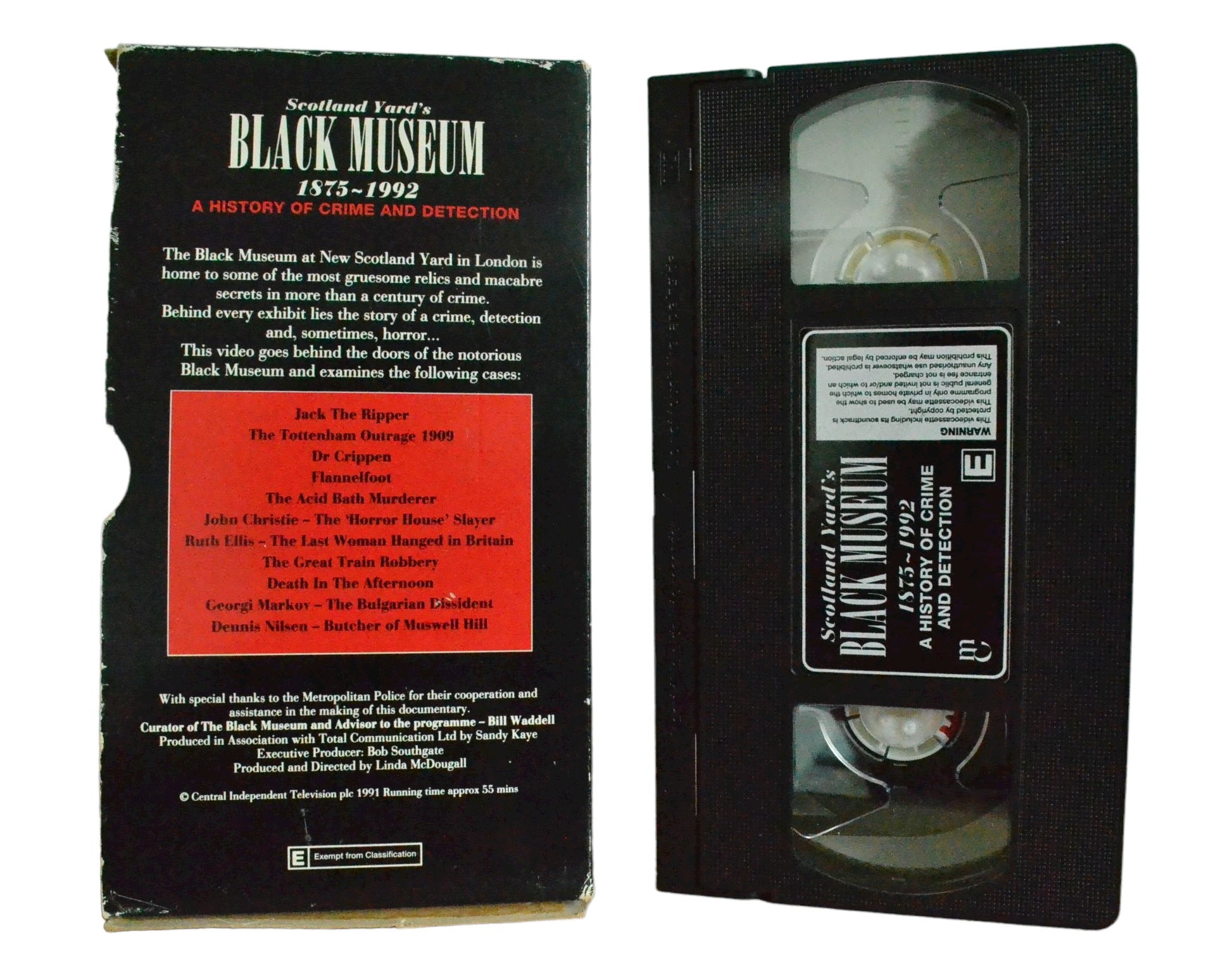 Scotland Yard's Black Museum - 1875 - 1992 - A History Of Crime And Detection - MC - Carton Box - Pal VHS-