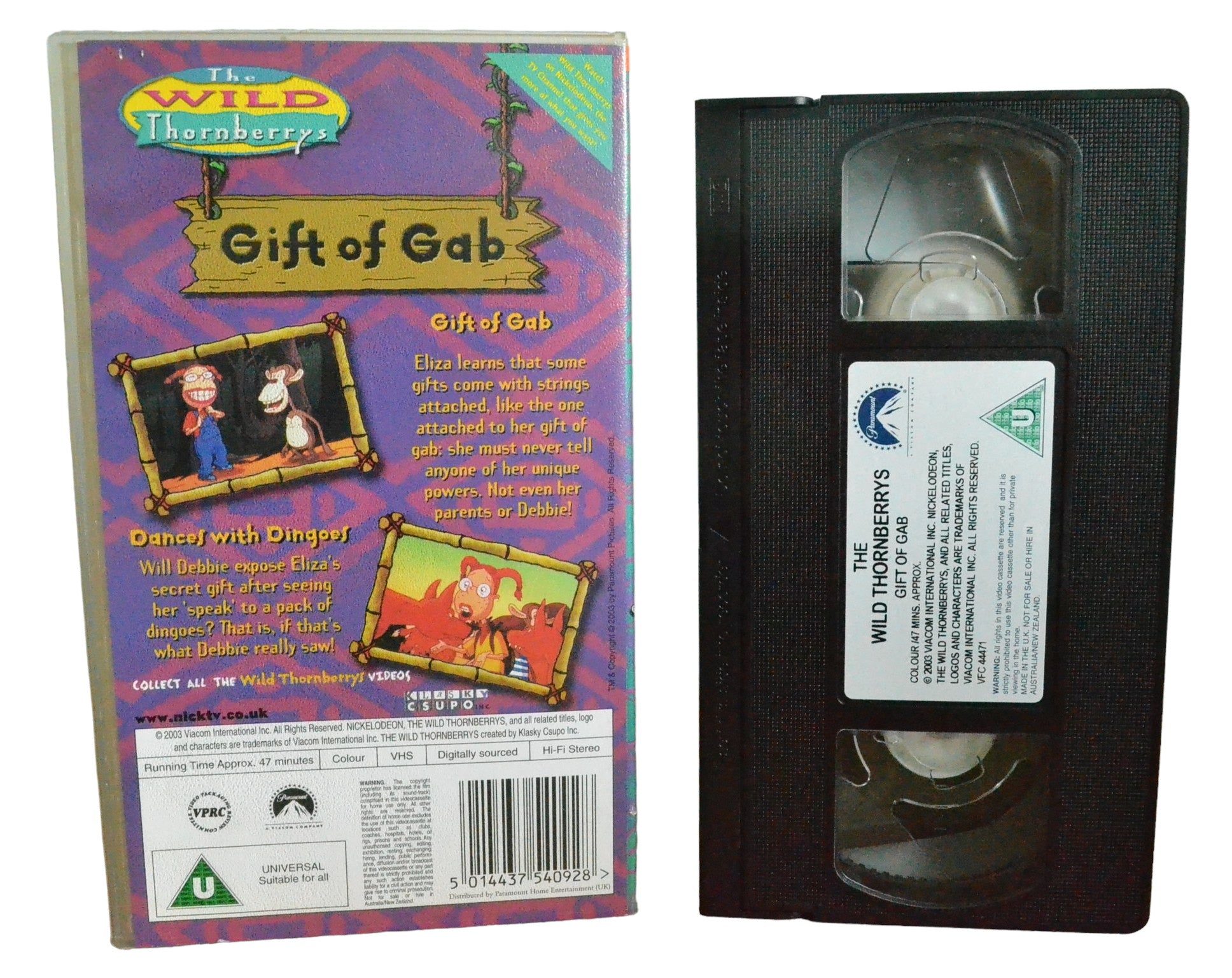 The Wild Thornberrys Gift Of Gab : 2 Wild Episodes - Paramount Home Entertainment - VHR5409 - Children - Pal - VHS-