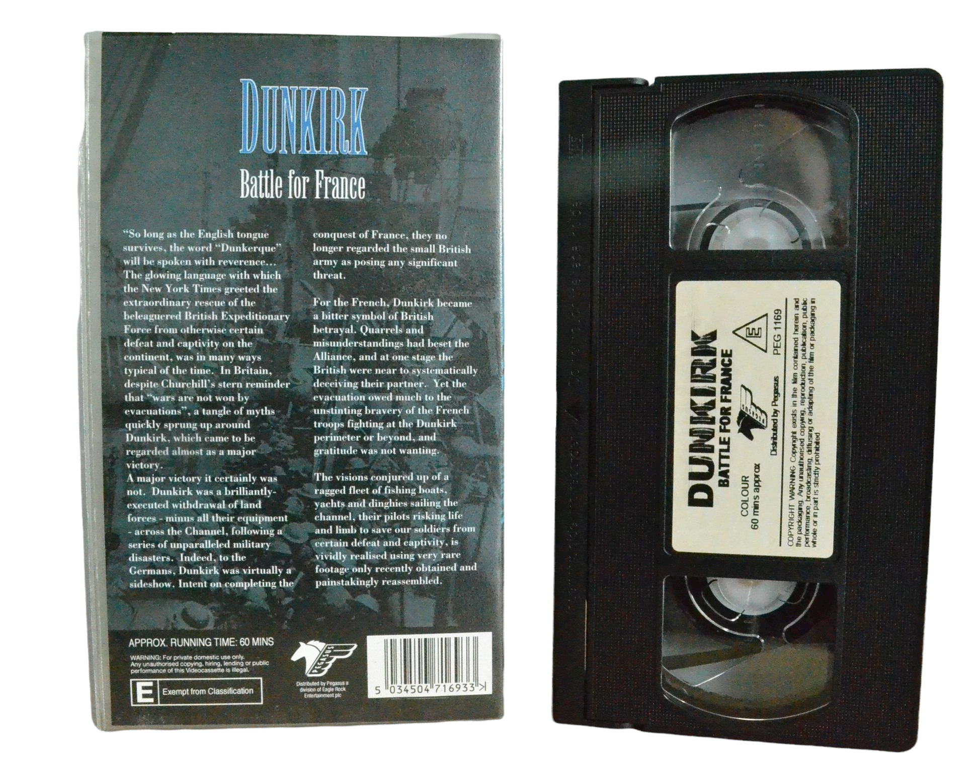 Dunkirk-Battle of France - 
Alasdair Simpson - Pegasus - Vintage - Pal VHS-