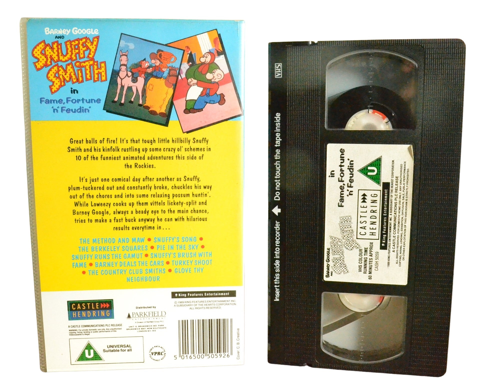 Barney Google and Snuffy Smith in Fame, Fortune 'n' Feufin - Castle Hendring - CASH5059 - Children - Pal - VHS-