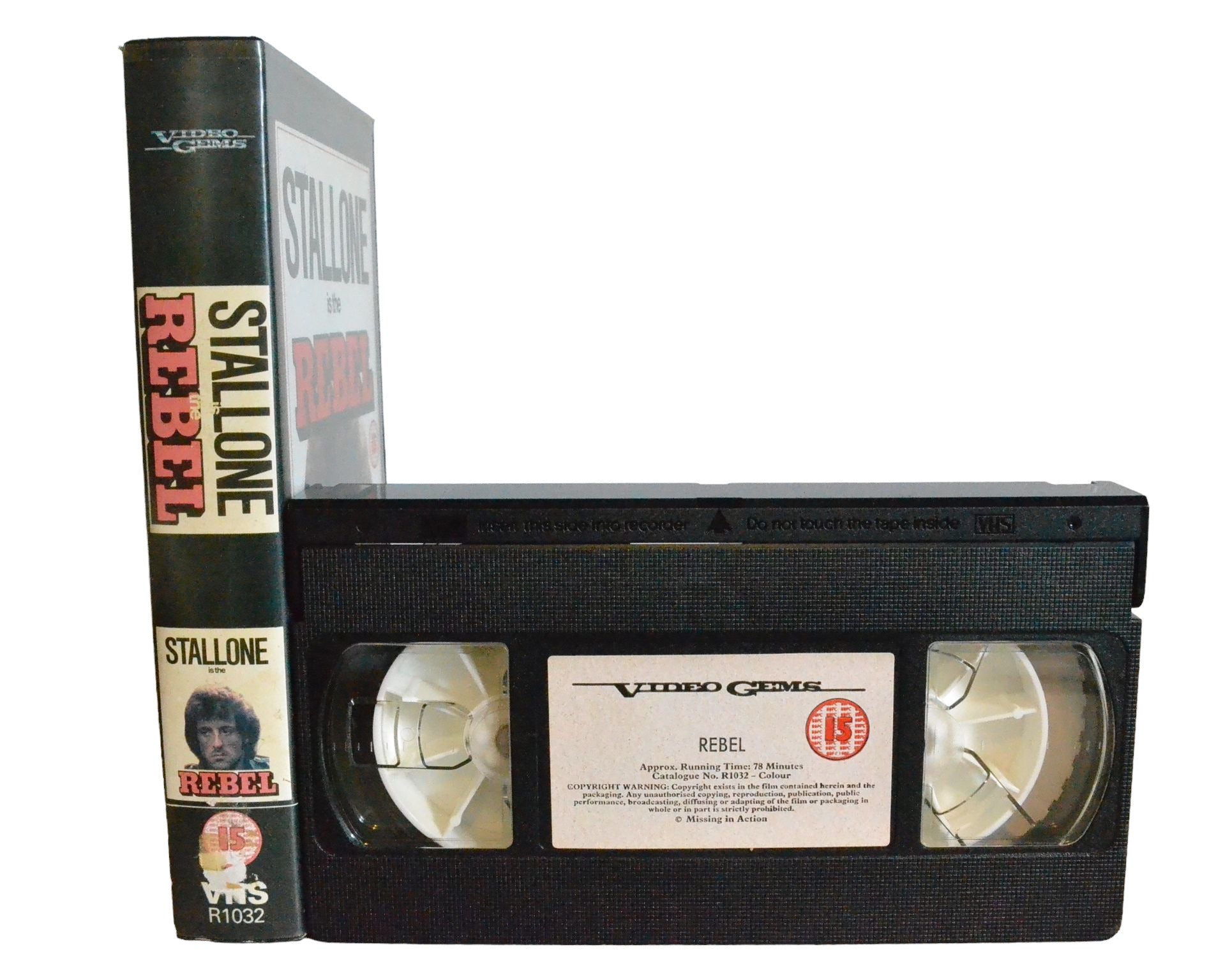 Stallone is the : Rebel - Sylvester Stallone - Video Gems - R1032 - Drama - Pal - VHS-