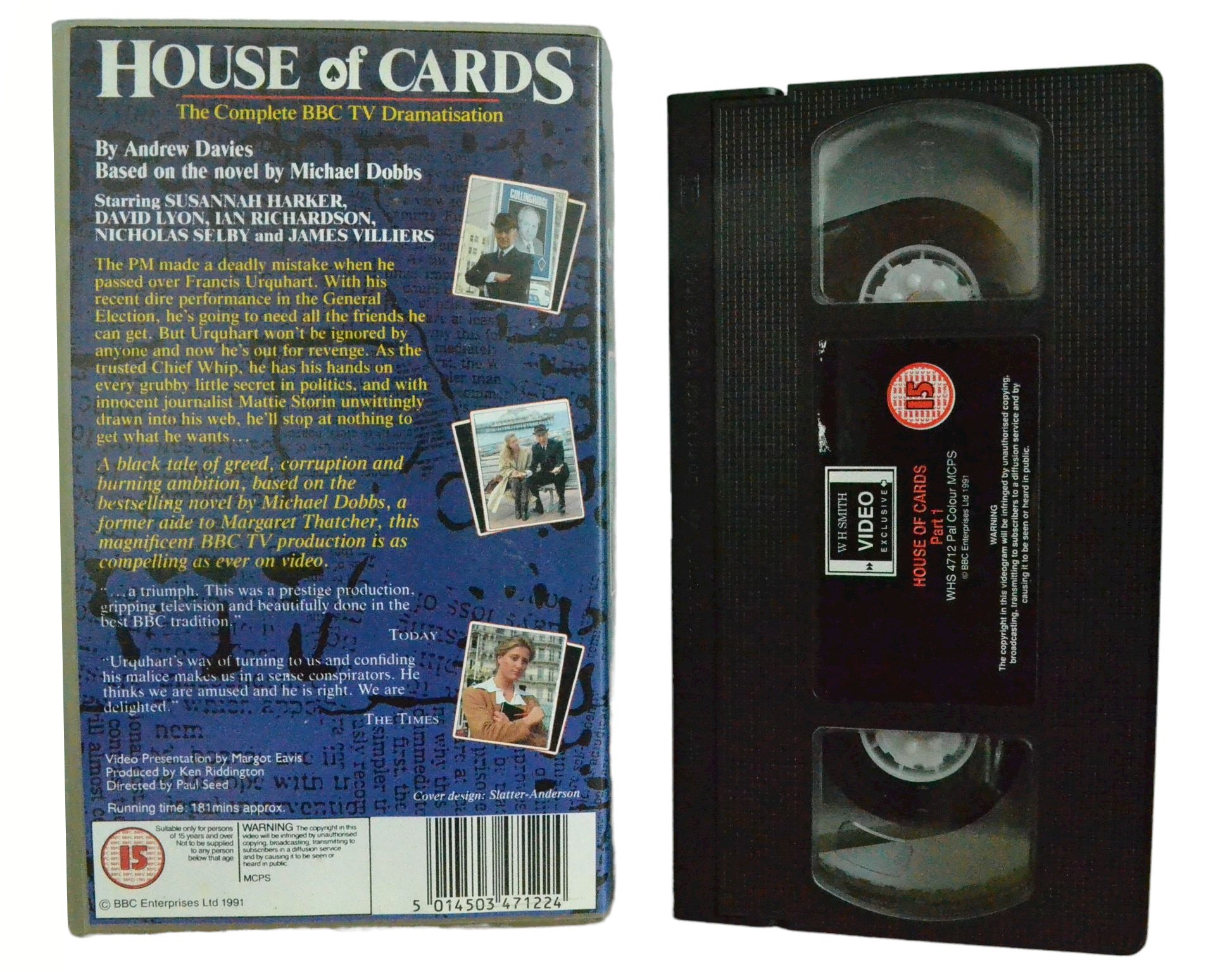 House Of Cards - Ian Richardson - WH Smith Video - Vintage - Pal VHS-