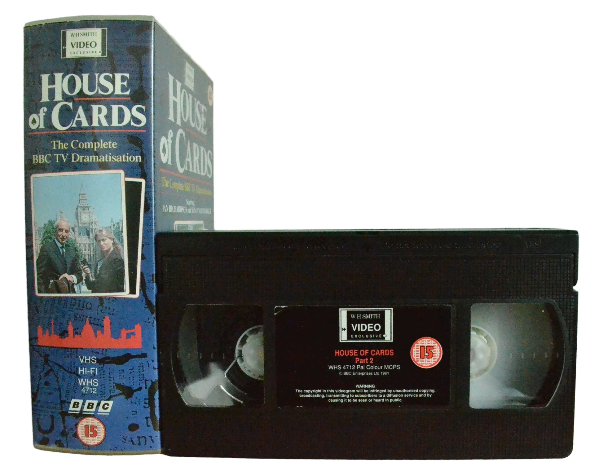 House Of Cards - Ian Richardson - WH Smith Video - Vintage - Pal VHS-