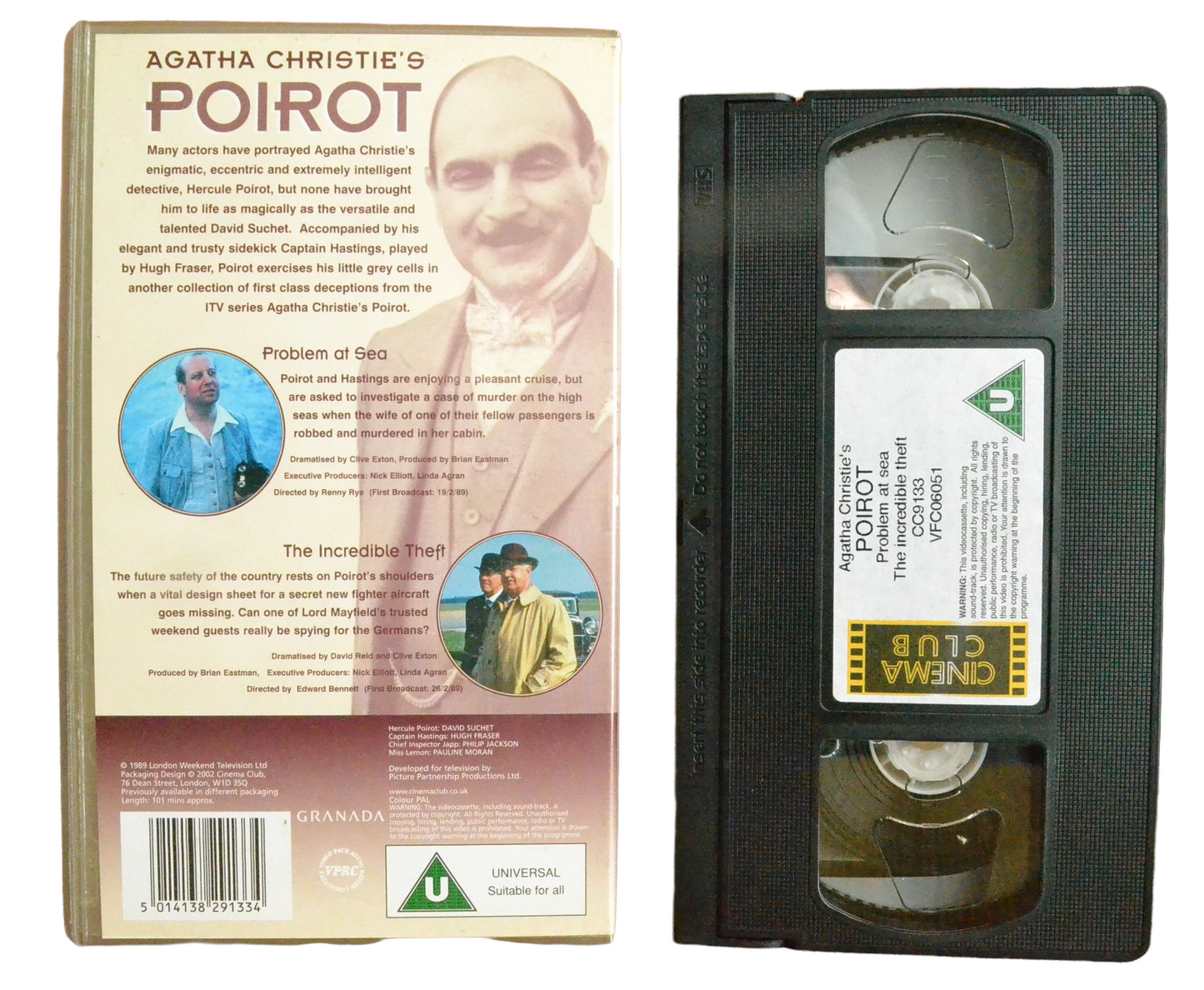 Agatha Christie's Poirot - David Suchet - Cinema Club - Vintage - Pal VHS-