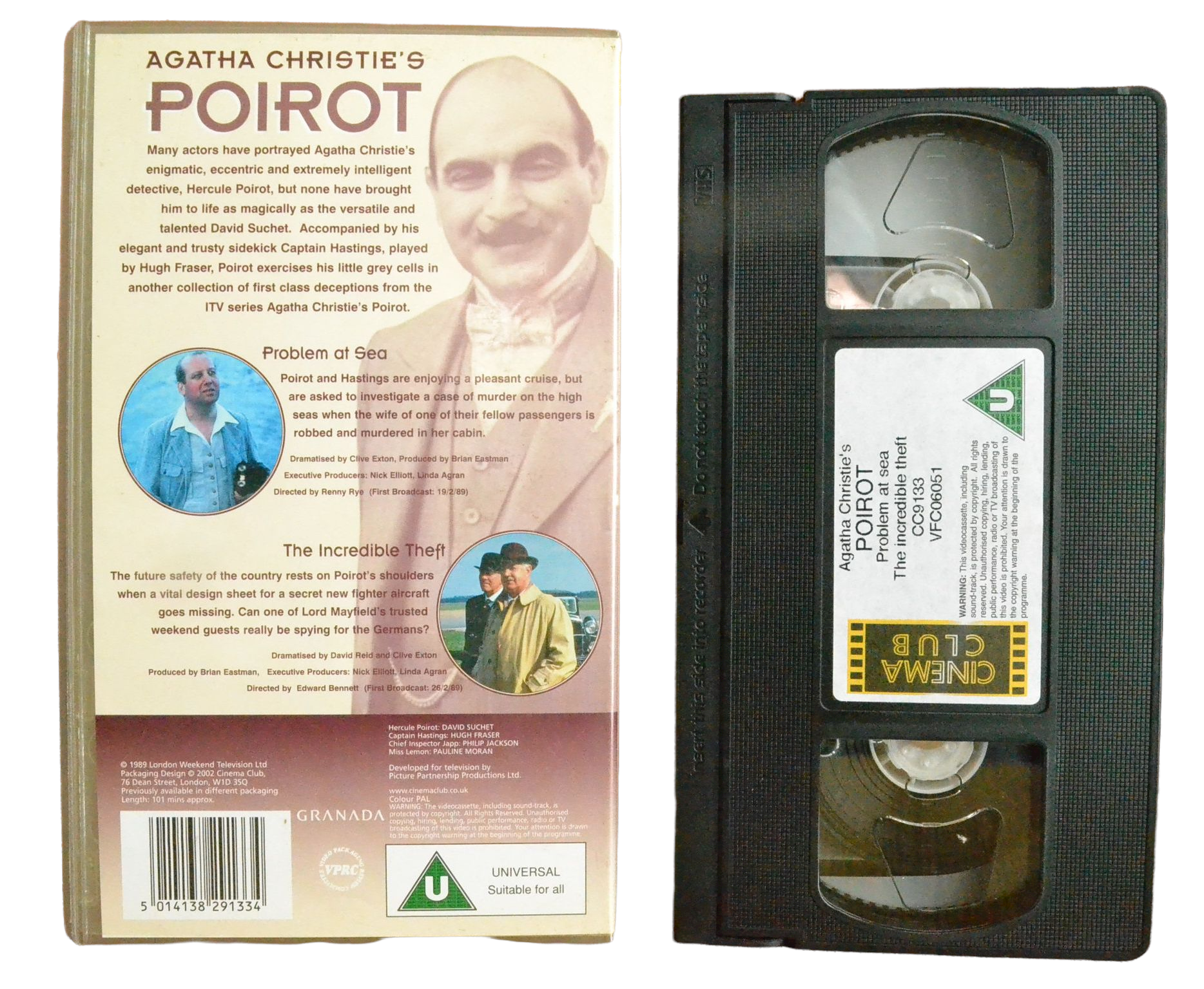 Agatha Christie's Poirot - David Suchet - Cinema Club - Vintage - Pal VHS-