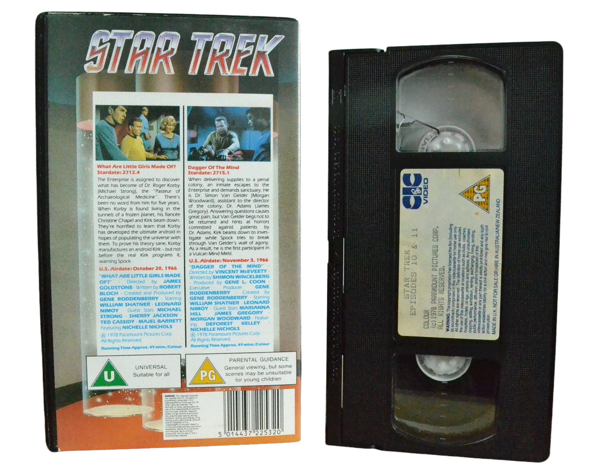 Star Trek: What Are Little Girls Made Of & Dagger Of The Mind - William Shartner - CIC Video - Vintage - Pal VHS-