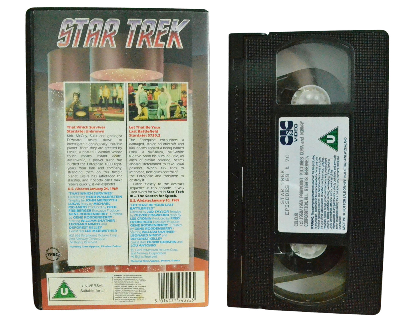 Star Trek: That Which Survives & Let That Be Your Last Battlefield - William Shartner - CIC Video - Vintage - Pal VHS-