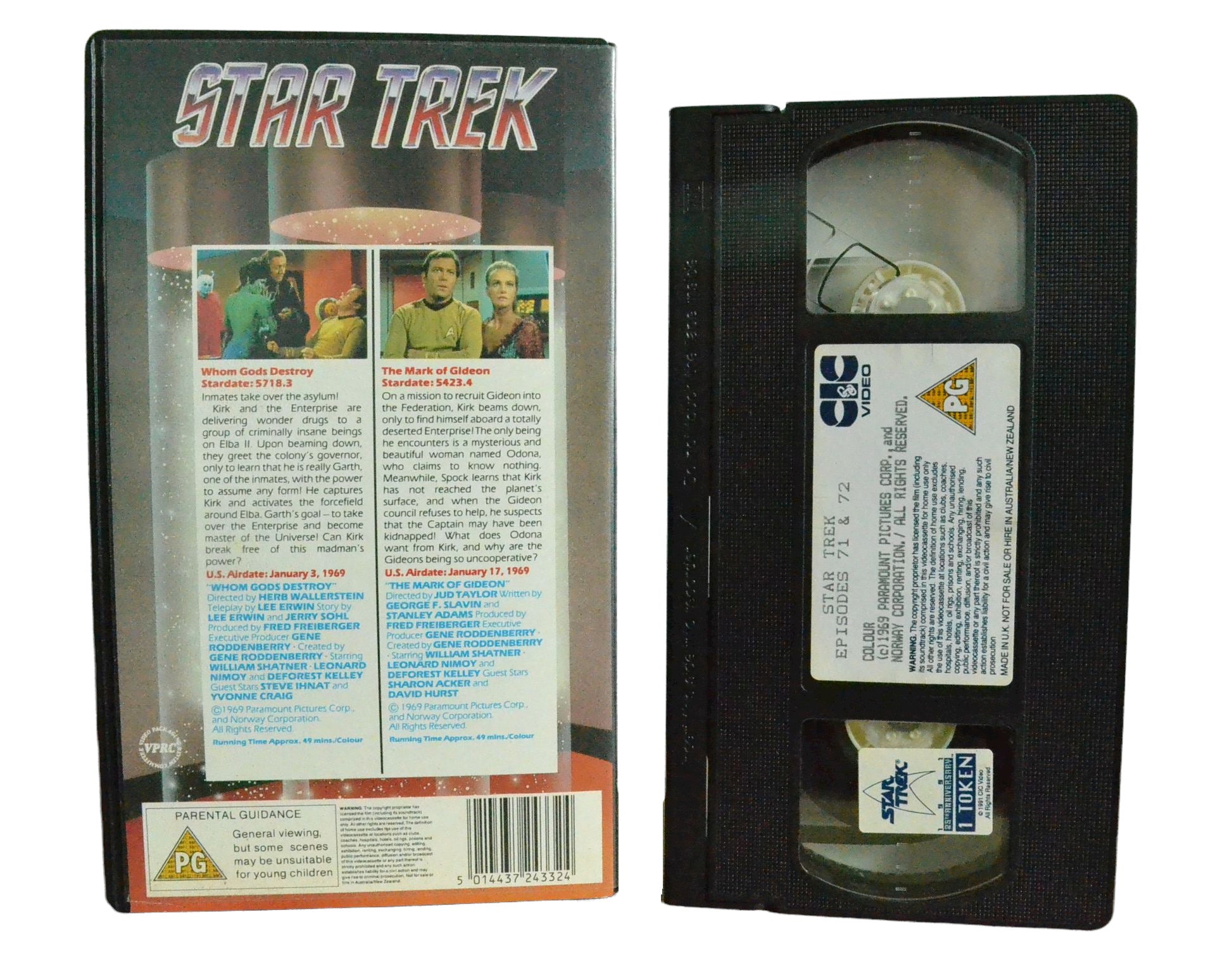 Star Trek: Whom Gods Destroy & The Mark Of Gideon - William Shartner - CIC Video - Vintage - Pal VHS-