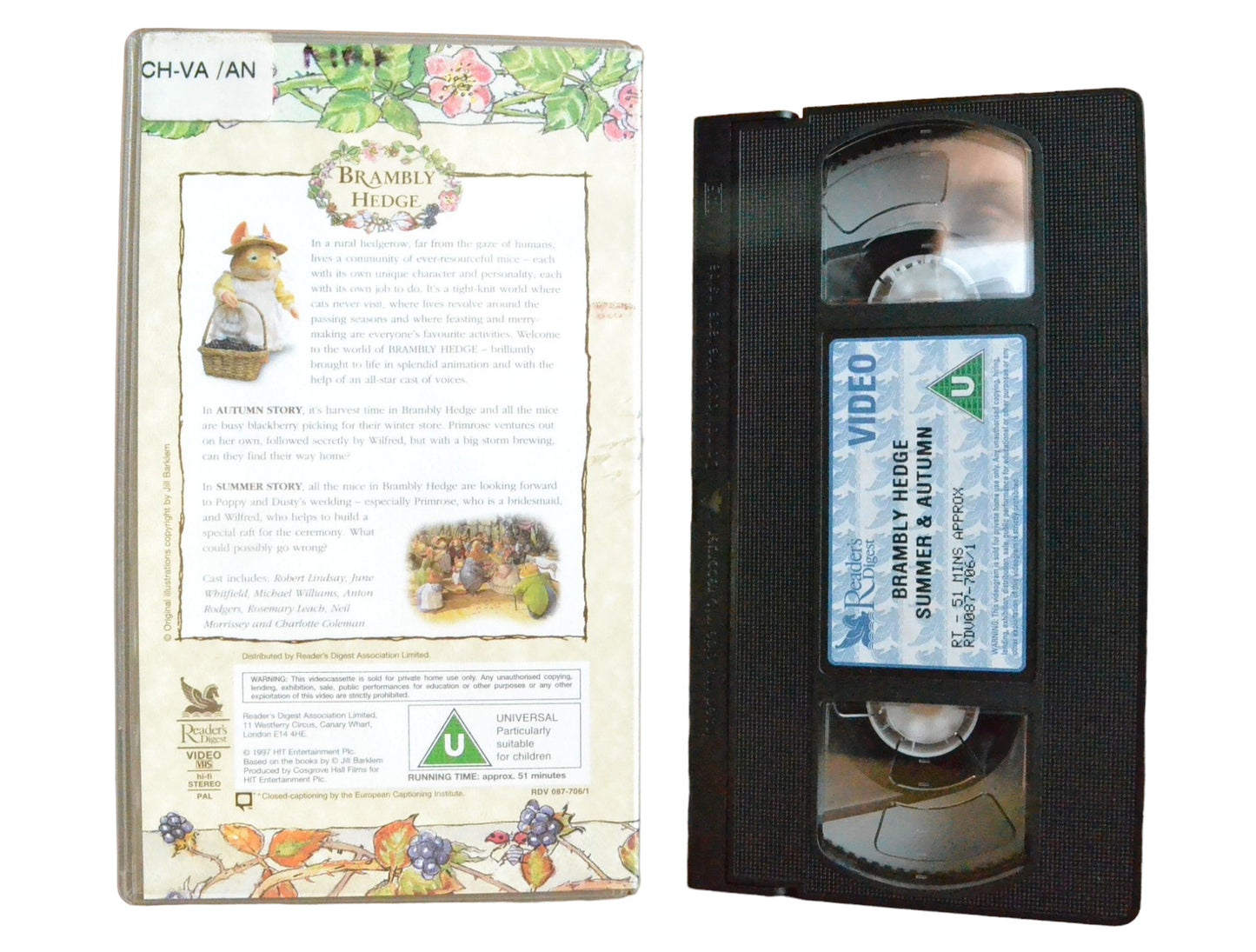 Brambly Hedge Summer & Autumn - Robert Lindsay - Reader's Digest - Childrens - PAL - VHS-