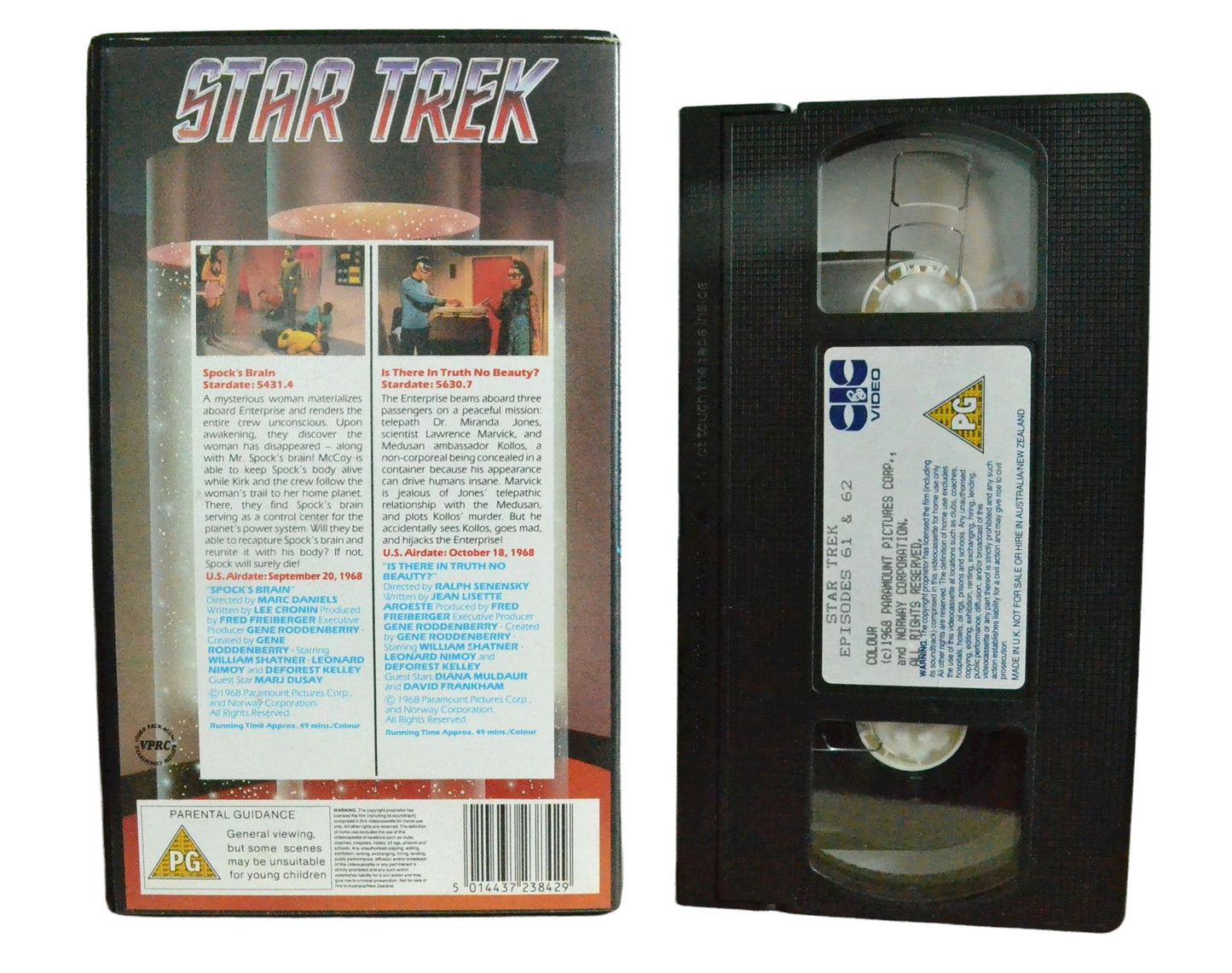 Star Trek: Spock's Brain & Is There In Truth No Beauty? - William Shartner - CIC Video - Vintage - Pal VHS-