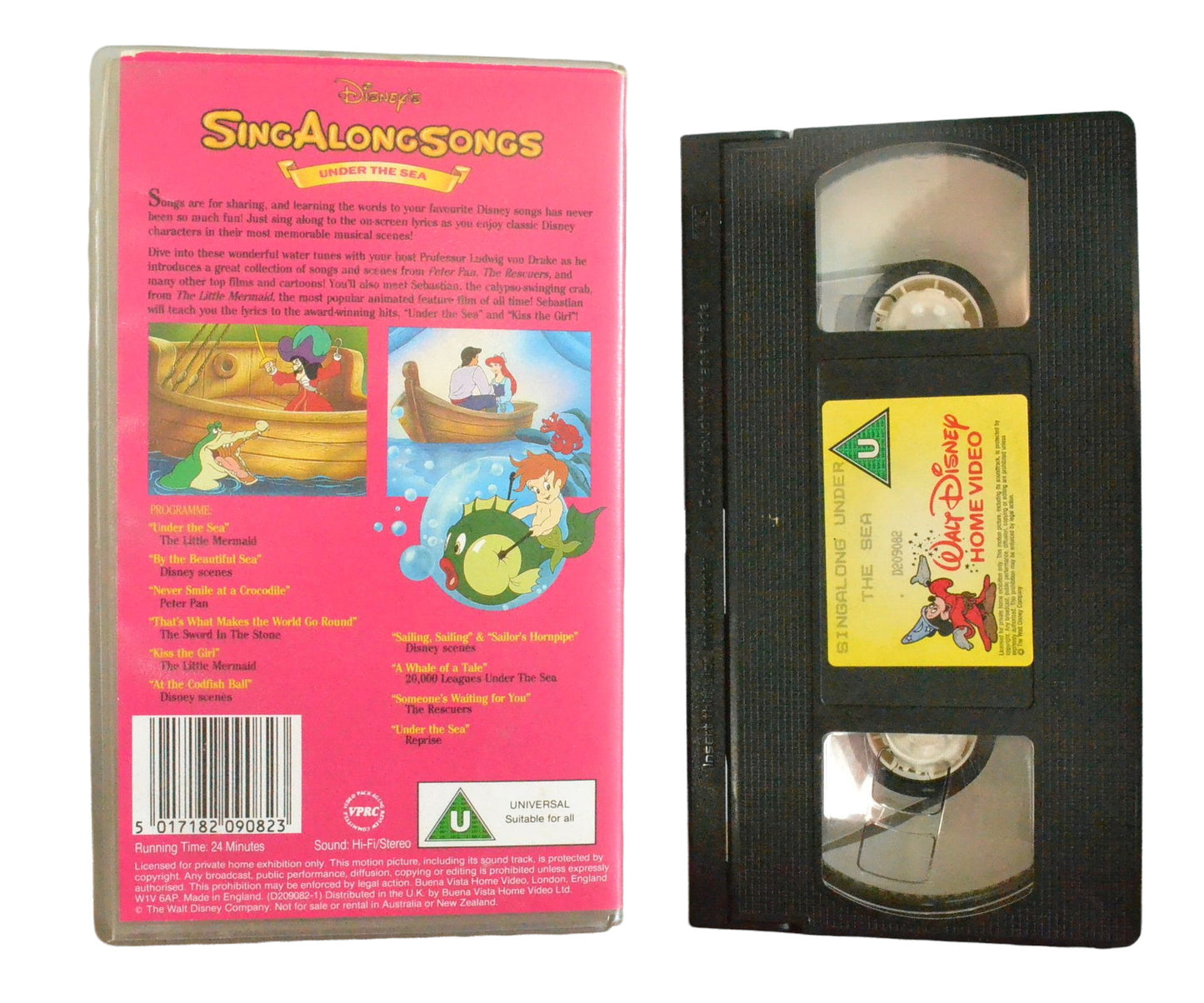 Singalong Songs Under The Sea - Walt Disney Home Video - Children's - Pal VHS-