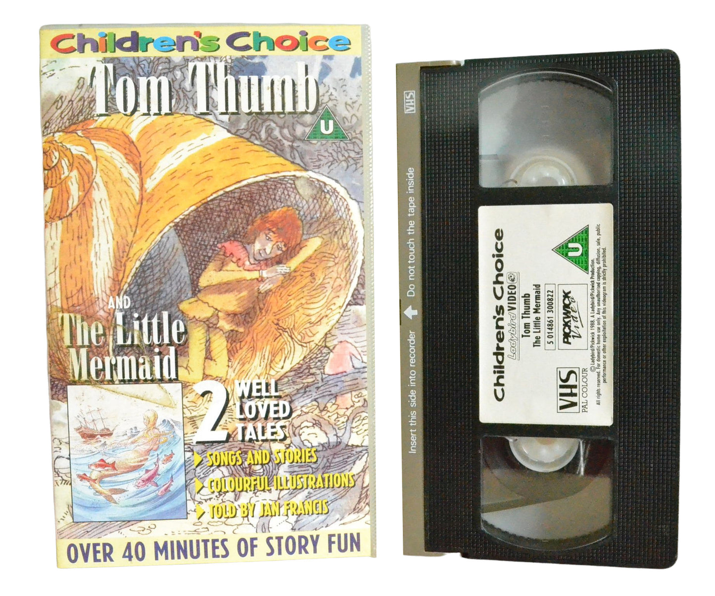 Tom Thumb and The Little Mermaid (2 Well Loved Tales) - Ladybird Video - Children's - Pal VHS-