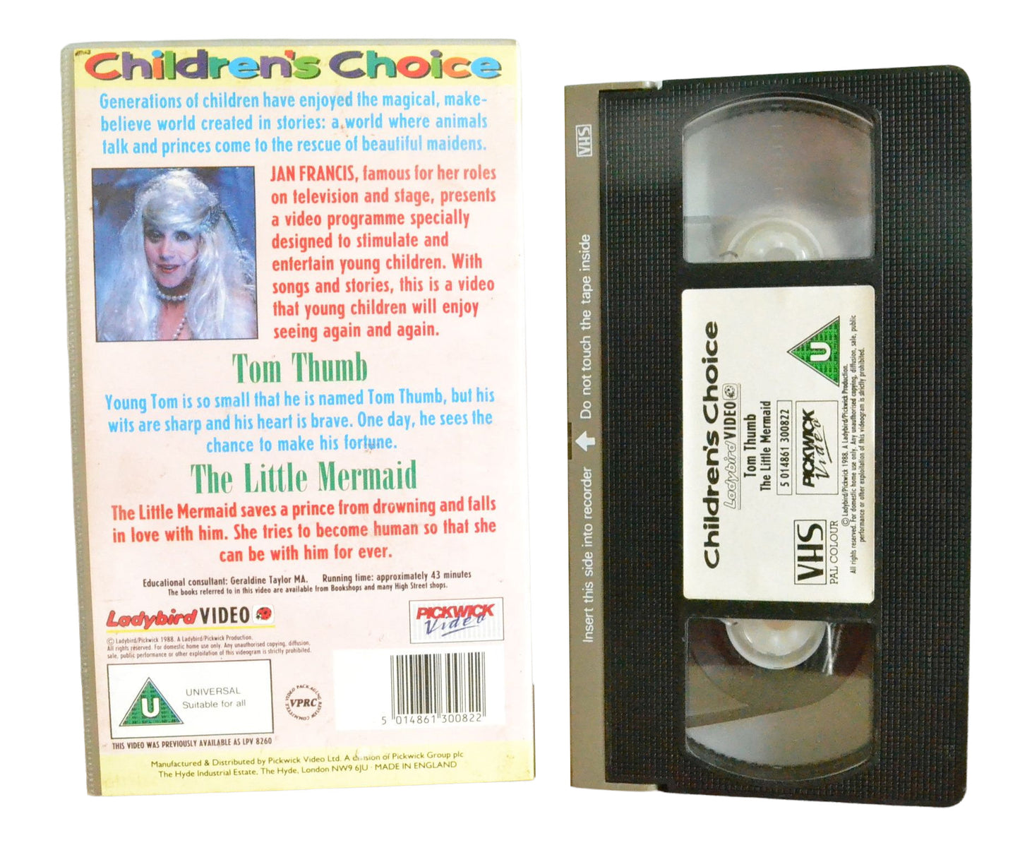 Tom Thumb and The Little Mermaid (2 Well Loved Tales) - Ladybird Video - Children's - Pal VHS-