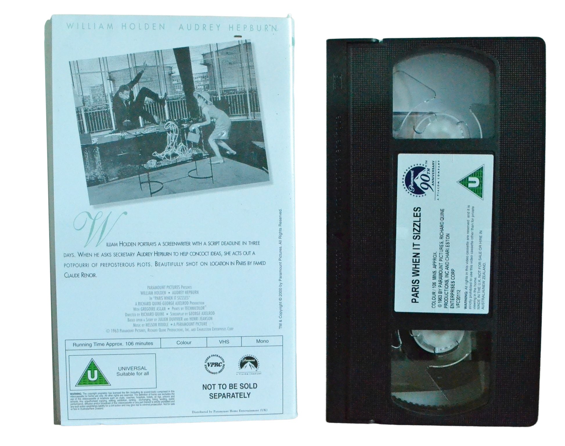 Paris When It Sizzles - William Holden - Paramount - Vintage - Pal VHS-