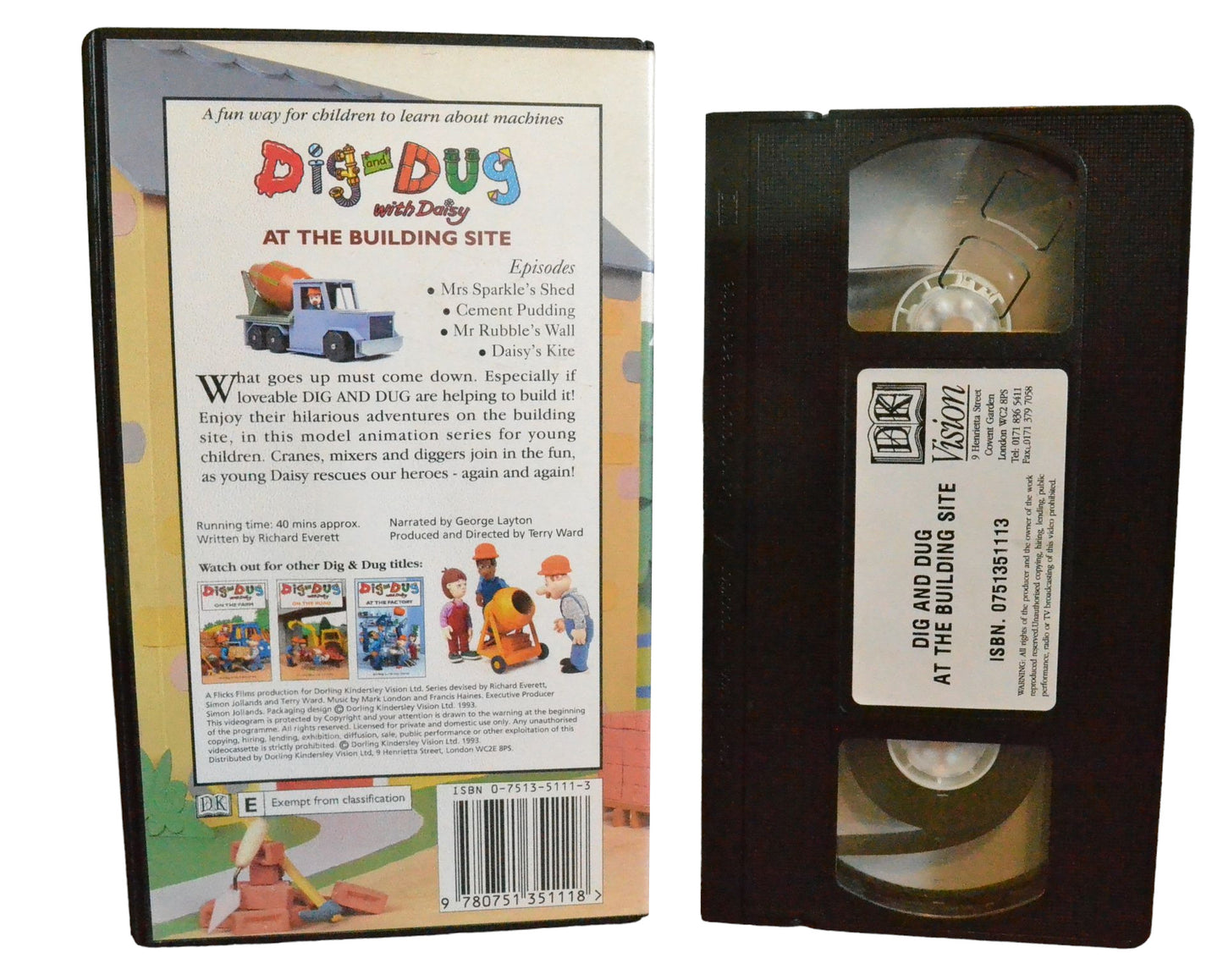 Dig and Dug : At The Building Site - DK Vision - DKV007 - Children - Pal - VHS-