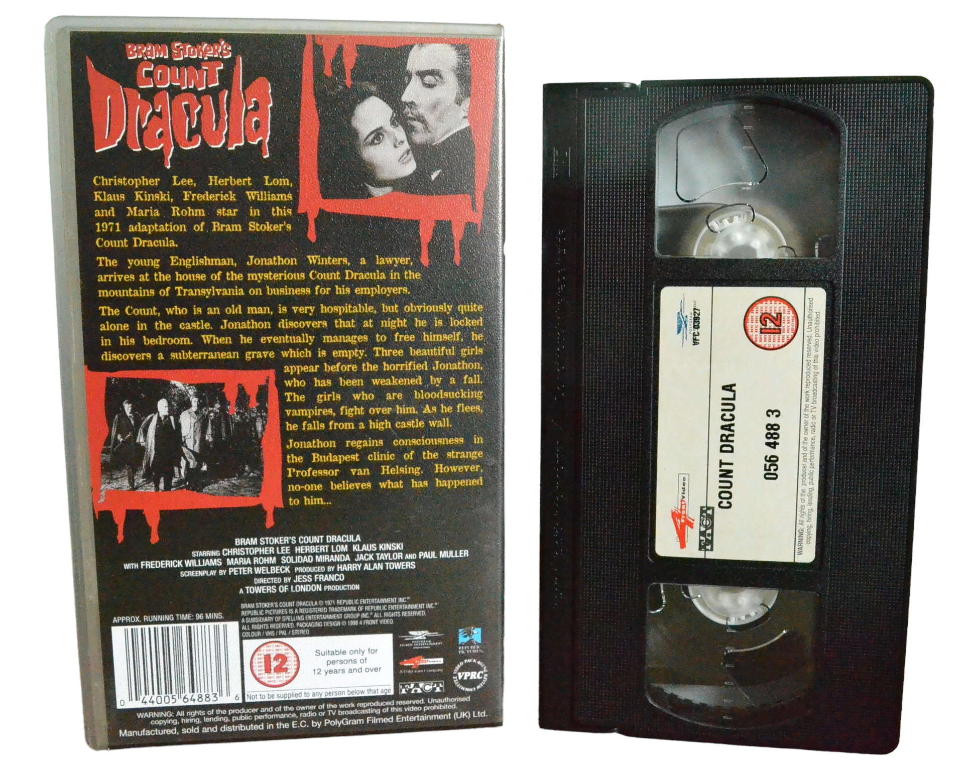 Bram Stoker's Count Dracula - Christopher Lee - 4 Front Video - 564883 - Horror - Pal - VHS-