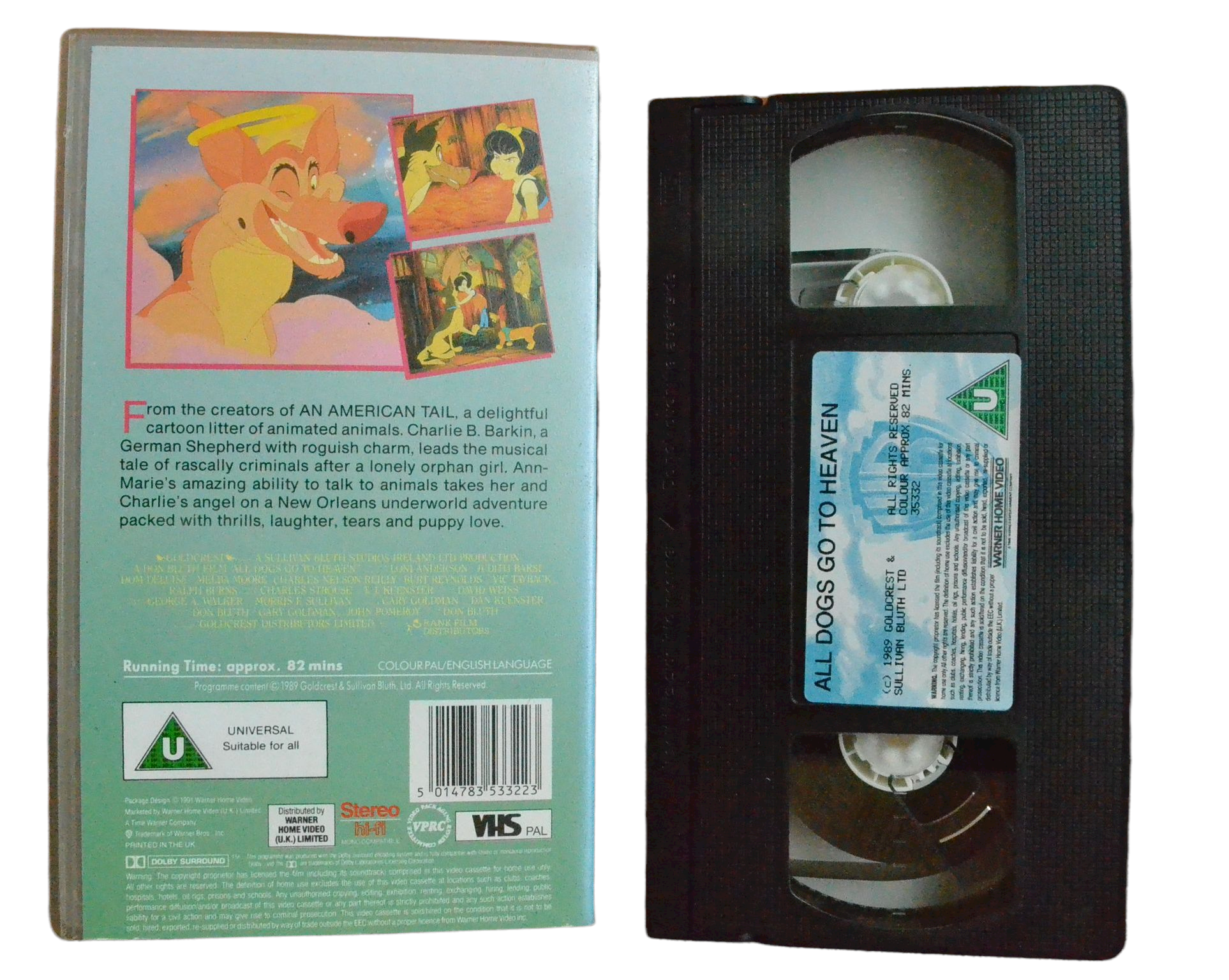 All Dogs Go To Heaven - Warner Home Video - Children’s - Pal VHS-