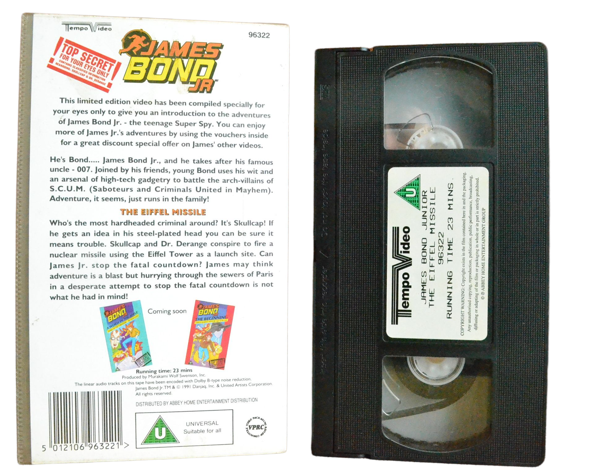 James Bond Jr: The Eiffel Missile - Tempo Video - Children’s - Pal VHS-