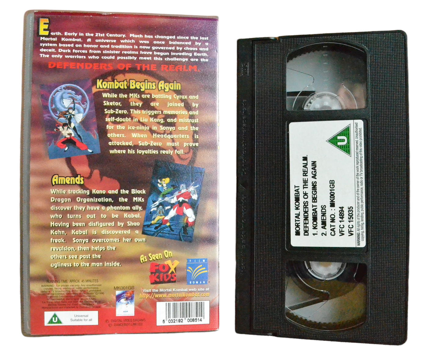 Mortal Kombat: Defenders Of The Realm - Digital Video Dreams - Children’s - Pal VHS-