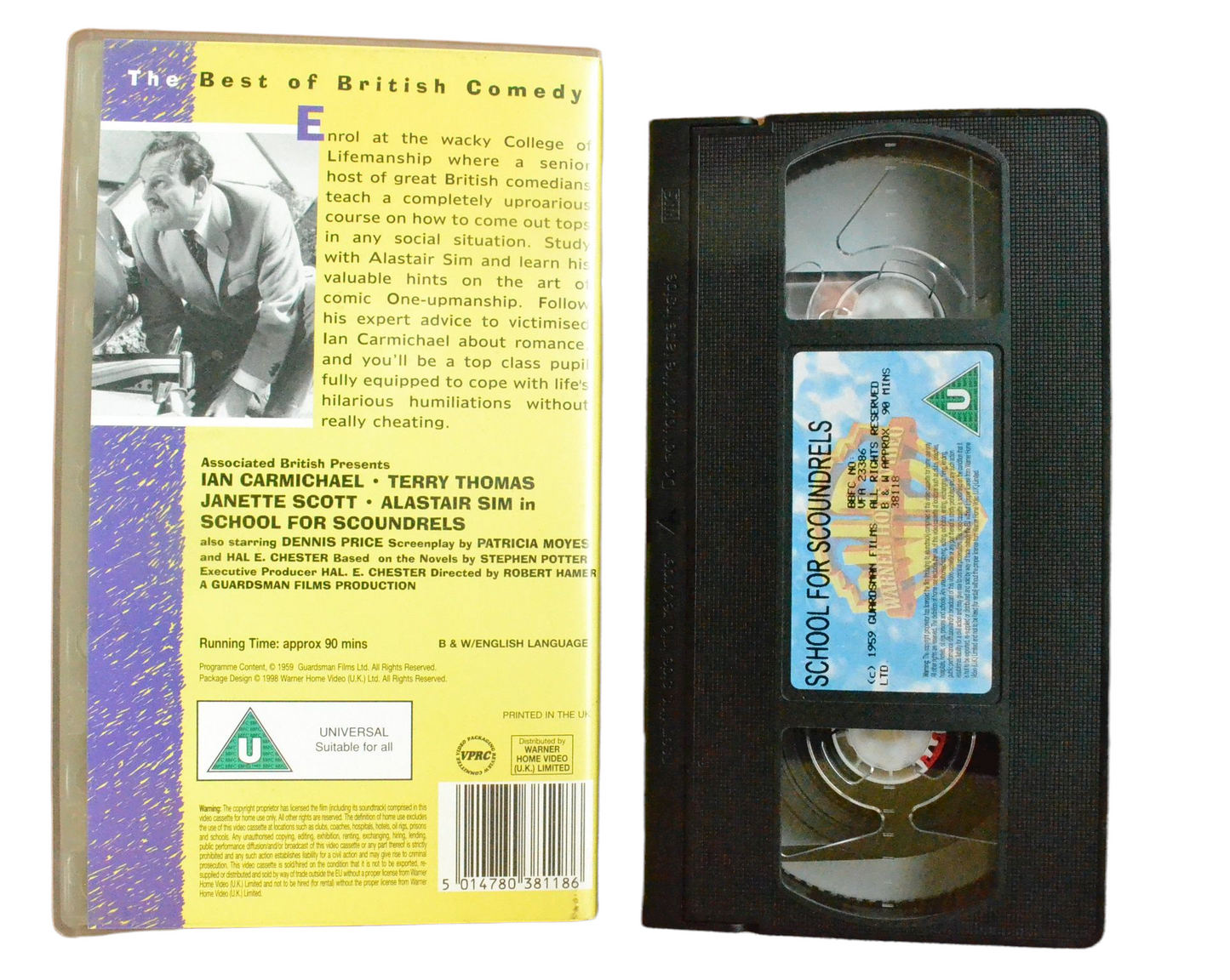 School For Scoundrels - Terry Thomas - Warner Home Video - Vintage - Pal VHS-