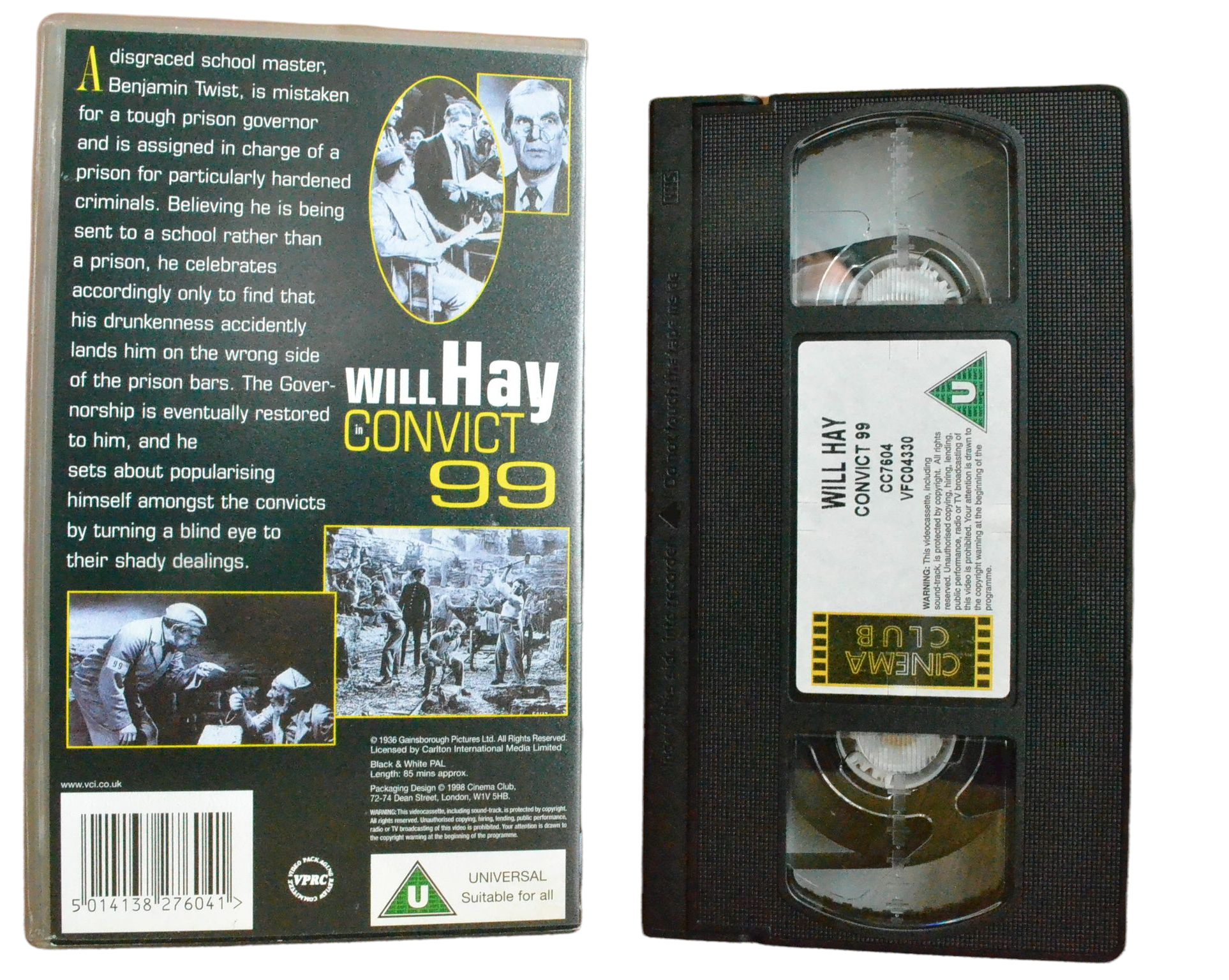 Convict 99 - Will Hay - Cinema Club - Vintage - Pal VHS-