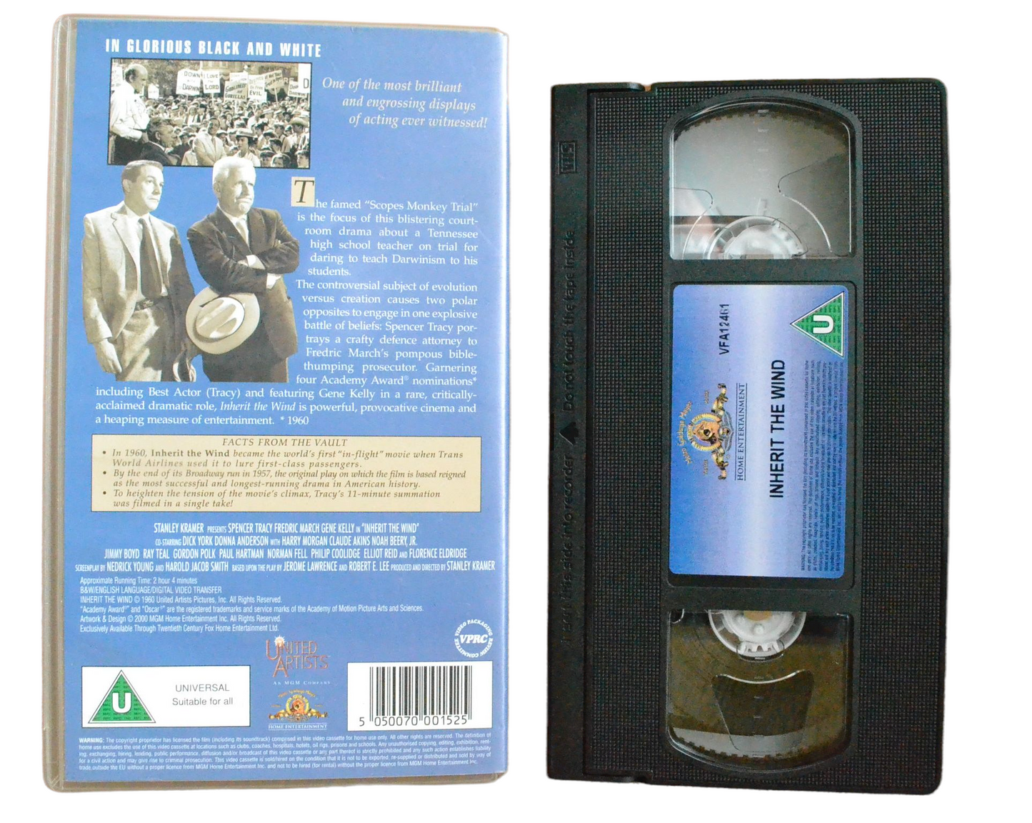 Inherit The Wind - Spencer Tracy - Metro Goldwyn Mayer - Vintage - Pal VHS-