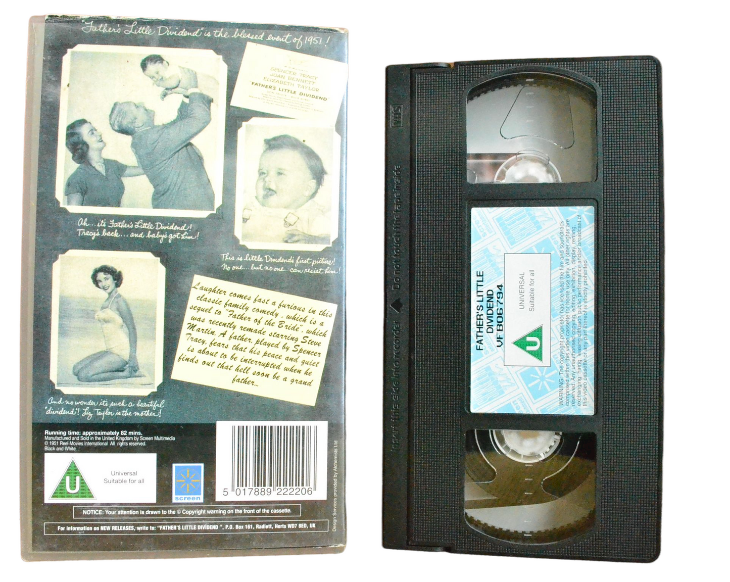 Father's Little Dividend - Spencer Tracy - Screen - Vintage - Pal VHS-