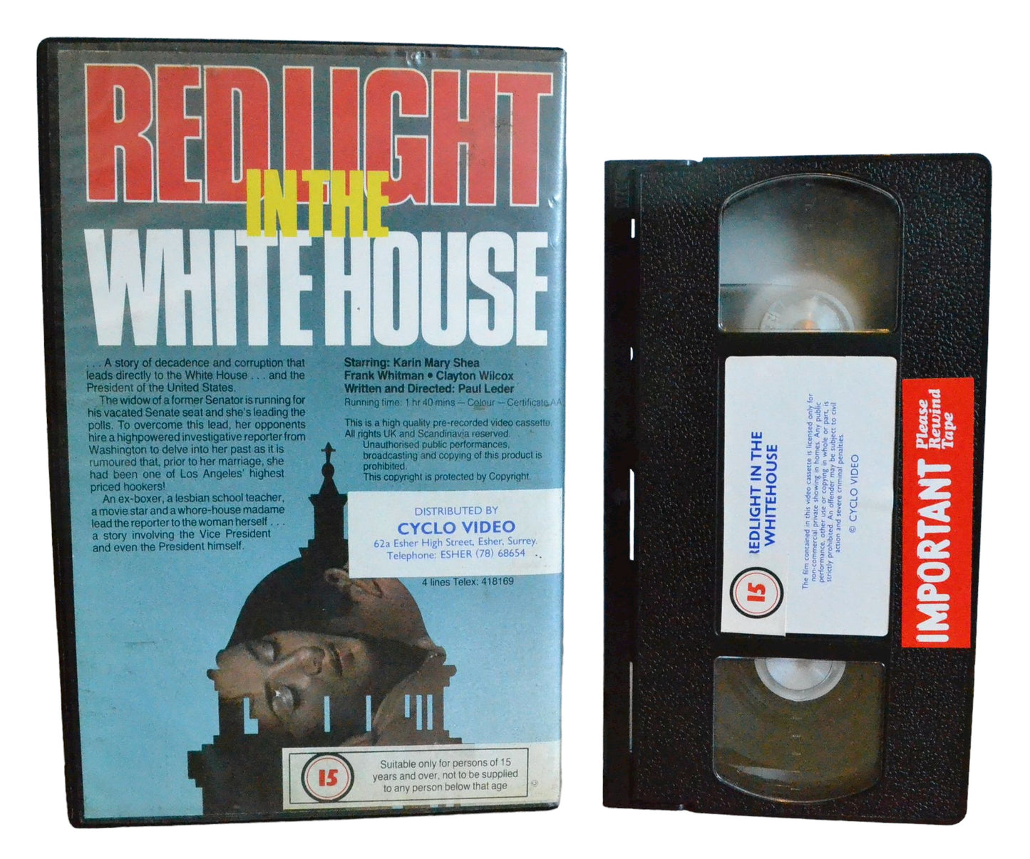 Red Light In The White House - Karin Collison - Video Unlimited Motion Pictures - Large Box - PAL - VHS-