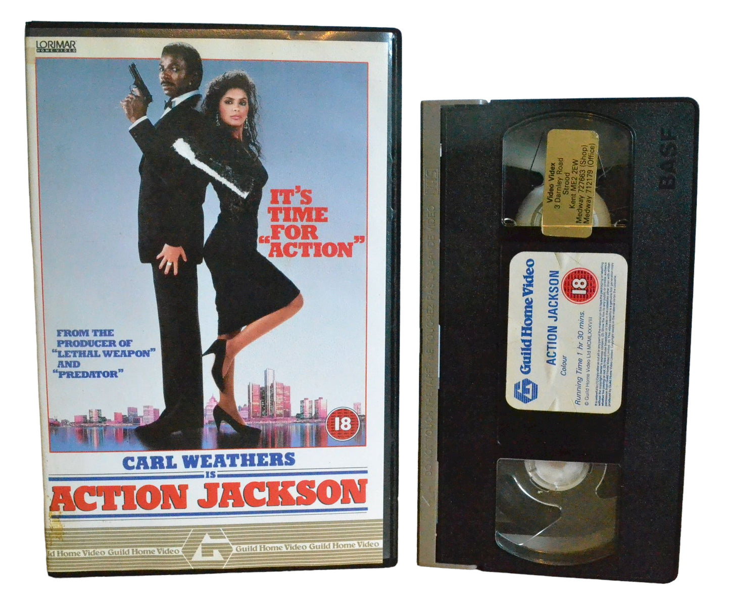 Action Jackson ( It's Time For "Action") - Carl Weathers - Guild Home VIdeo - Action - Large Box - Pal VHS-