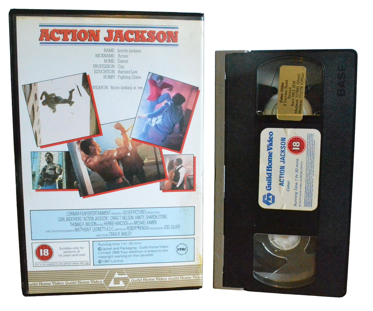 Action Jackson ( It's Time For "Action") - Carl Weathers - Guild Home VIdeo - Action - Large Box - Pal VHS-