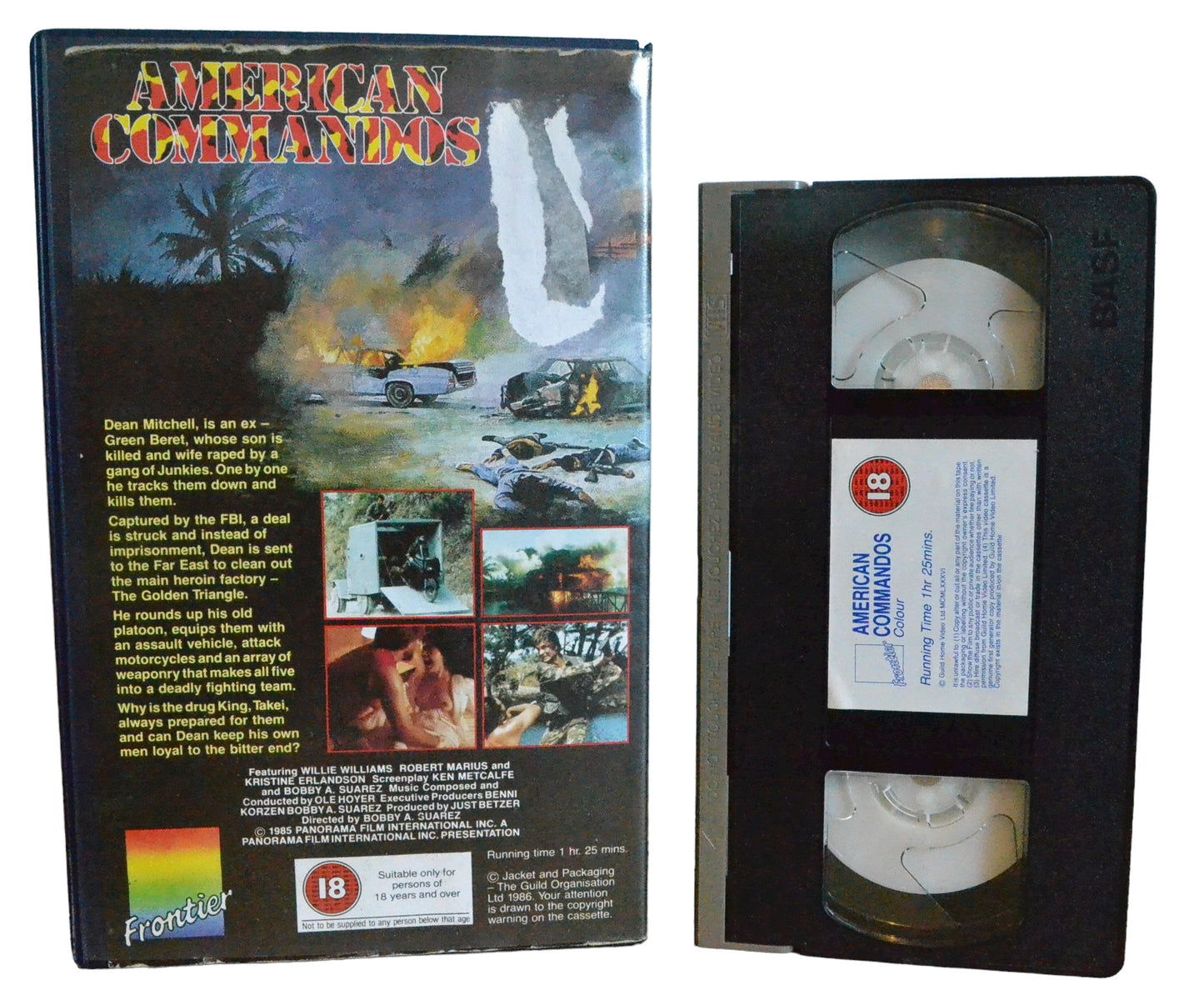 American Commandos - Christopher Mitchum - Frontier Colour - Action - Large Box - Pal VHS-