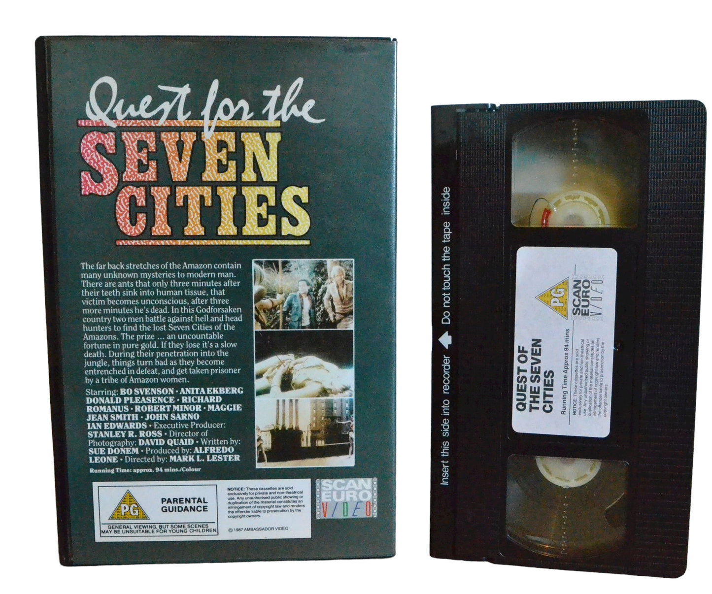 Quest For The Seven Cities - Bo Svenson - Scan Euro Video - Adventure - Large Box - Pal VHS-