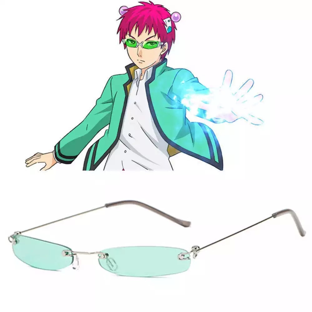 Anime The Disastrous Life Of Saiki K. Cosplay Props Saiki Kusuo Glasses Green Lens Sunglasses Small Frame Daily Cos Fashion-