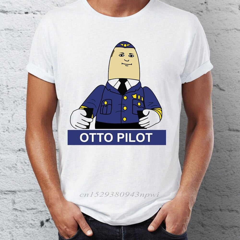 Airplane! Flight School T-shirts - Hip Hop Men's Tee with Otto the Inflatable Pilot - Funny Street Guys Tops & Tees - Swag Cotton Camiseta-