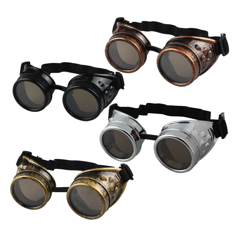 Heavy Metal Steampunk Motorcycle Glasses Gothic Style Driver Goggles Protective Glasses for Cosplay Halloween Decorations-