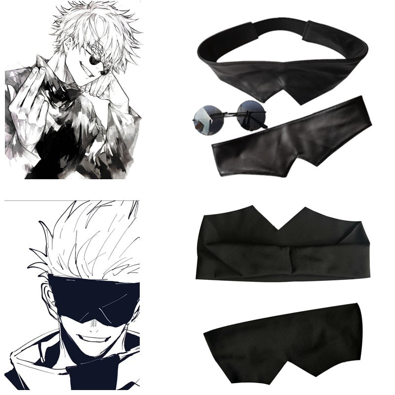 Anime Jujutsu Kaisen Gojo Satoru Headband Cosplay Accessories Eye Mask Glasses-