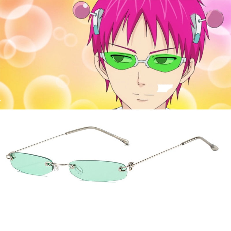 Anime The Disastrous Life Of Saiki K. Cosplay Props Saiki Kusuo Glasses Green Lens Sunglasses Small Frame Daily Cos Fashion-