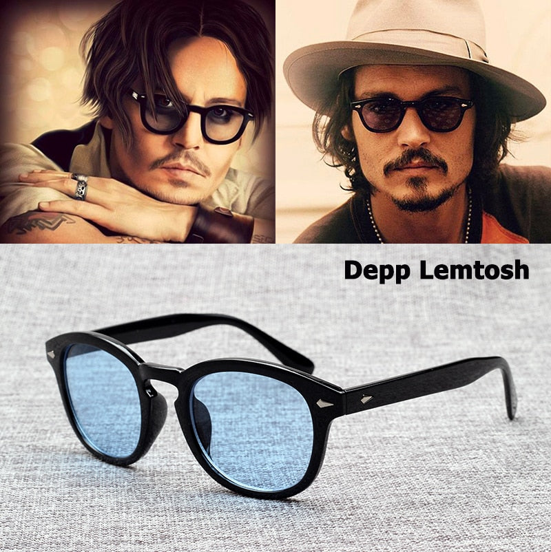 Fashion Johnny Depp - Lemtosh - Casual Style Sunglasses - Vintage Round Tint - Ocean Lens - Sun De Sol Vibe-2 Blue Lens-