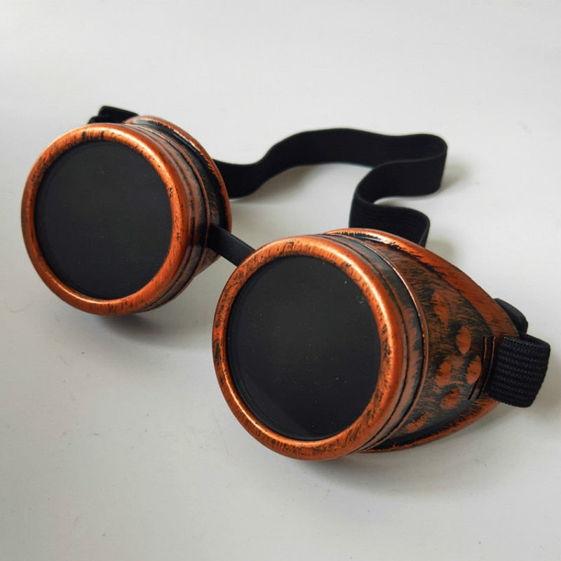 Heavy Metal Steampunk Motorcycle Glasses Gothic Style Driver Goggles Protective Glasses for Cosplay Halloween Decorations-F-