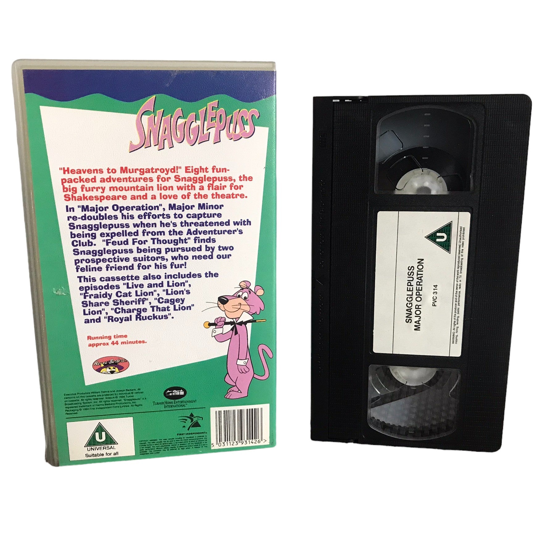 Snagglepuss Major Operation - Hanna Barbera - Turner Home Entertainment International - Childrens - Pal - VHS-