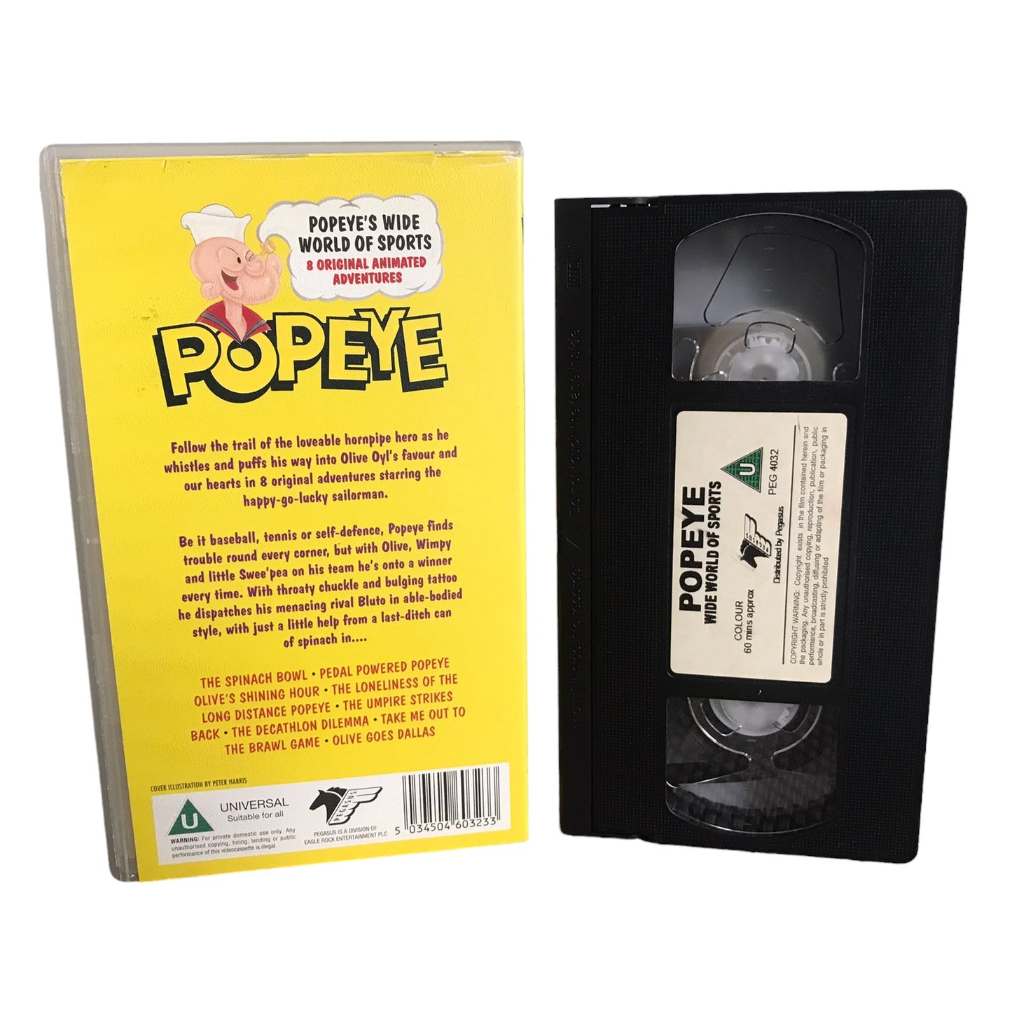 Popeye's Wide World of Sports - Pegasus - Childrens - Pal - VHS-