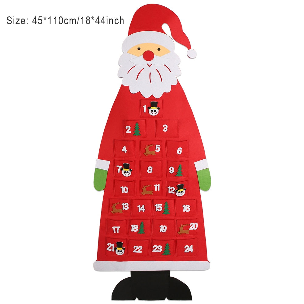 Baby Montessori Toy 32pcs DIY Felt Christmas Tree Toddlers Busy Board Xmas Tree Gift For Boy Girl Door Wall Ornament Decorations-Calendar Santa Claus-China-