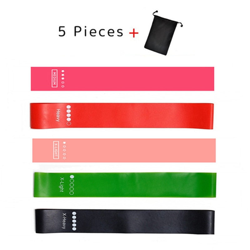 5Pcs/Set Yoga Resistance Rubber Bands Expander Belt Bodybuilding Fitness Equipment Pilates Sport Training Workout Elastic Bands-5 colors with bag 4-